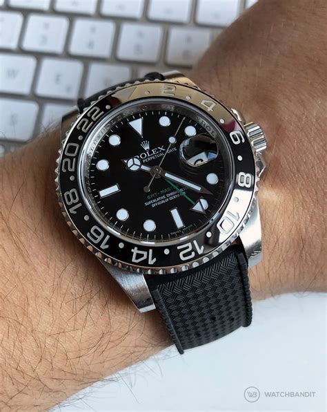 rolex gmt master 2 rubber strap|rolex master ii replacement bands.